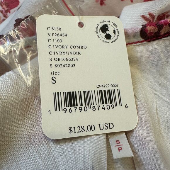 Free People Camella Pink Floral Blouson Sleeve Ruffled Mini Dress Women's S New - Picture 11 of 13